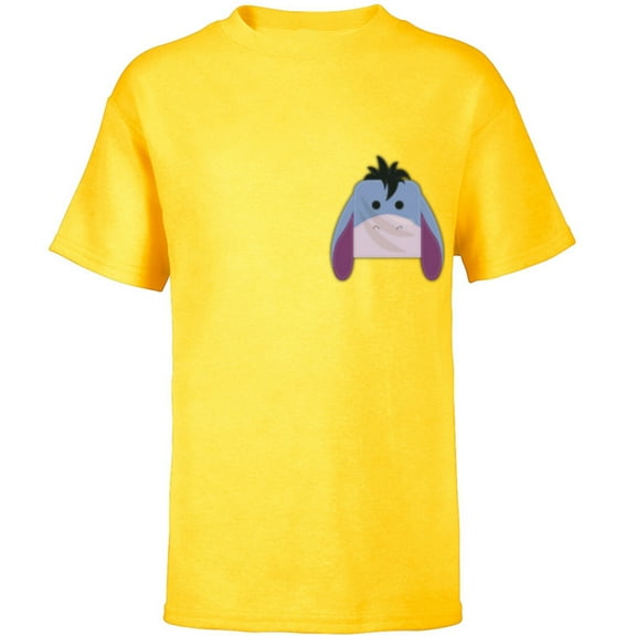 Disney Winnie the Pooh Eeyore Small Block Character Pocket - Short Sleeve T-Shirt for Kids - Customized-Yellow