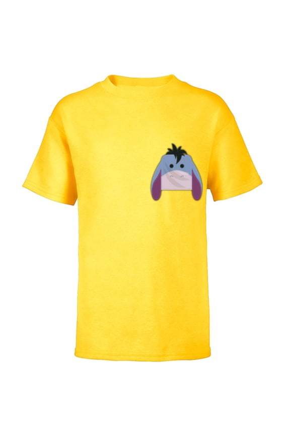 Winnie the Pooh Eeyore Small Block Character Pocket - Short Sleeve T-Shirt for Kids - Customized-Yellow