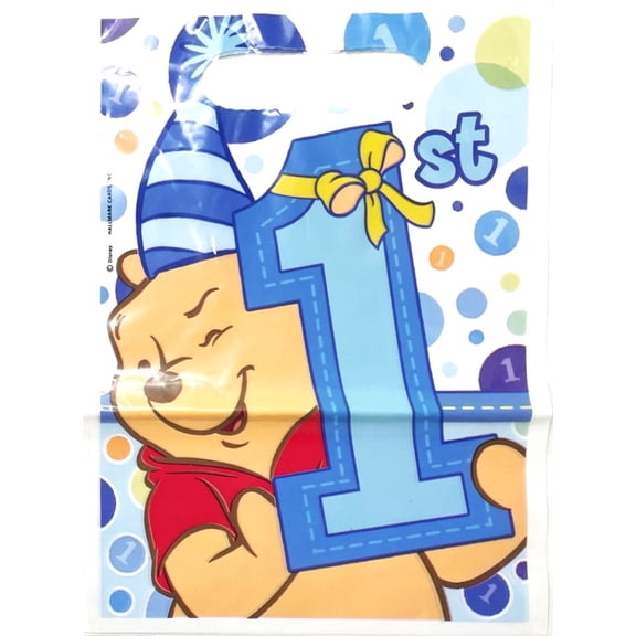 Disney Winnie the Pooh First 1st Birthday Boy Party Favor Treat Sacks Bags - Pack of 8