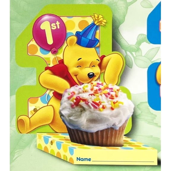 Disney Winnie the Pooh First 1st Birthday Stand-Up Cupcake Holders Party Decoration - 2 Packs of 6 - 12 Total