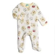 Disney Winnie the Pooh Baby Boy or Girl Fleece Footed Sleep N' Play Tusk Off White