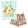 thumbnail image 1 of Disney Winnie the Pooh Floral Infant Baby Girls T-Shirt and Shorts Outfit Set Infant to Toddler, 1 of 5