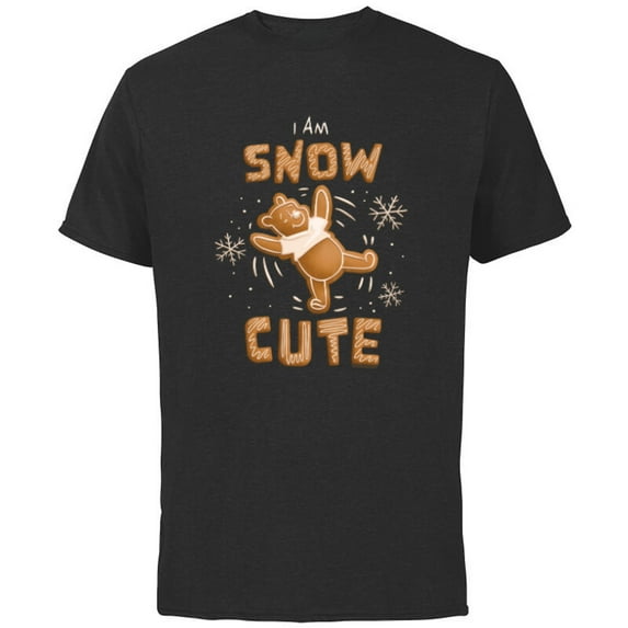 Disney Winnie the Pooh Gingerbread Cookie I Am SNOW Cute - Short Sleeve Cotton T-Shirt for Adults - Customized-Black