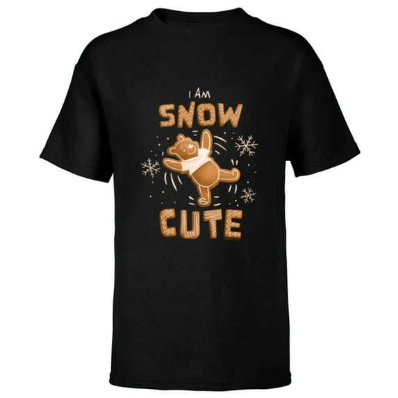 Disney Winnie the Pooh Gingerbread Cookie I Am SNOW Cute - Short Sleeve T-Shirt for Kids - Customized-Black