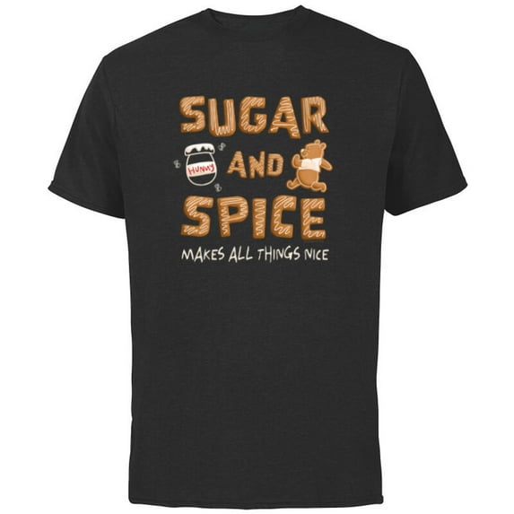 Disney Winnie the Pooh Gingerbread Cookie Sugar and Spice - Short Sleeve Cotton T-Shirt for Adults - Customized-Black