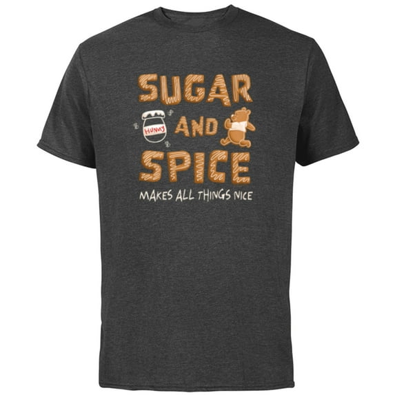 Disney Winnie the Pooh Gingerbread Cookie Sugar and Spice - Short Sleeve Cotton T-Shirt for Adults - Customized-Charcoal