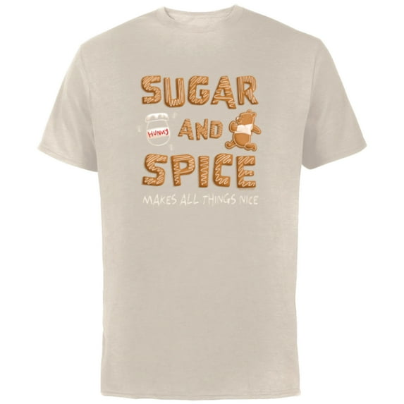 Disney Winnie the Pooh Gingerbread Cookie Sugar and Spice - Short Sleeve Cotton T-Shirt for Adults - Customized-Natural