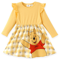 thumbnail image 1 of Disney Winnie the Pooh Girls Dresses Yellow Ruffle Flower Plaid Spring Fall Dress Toddler Kids 5-6Y, 1 of 13