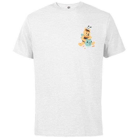 Disney Winnie the Pooh Halloween Hunny Bee and Pumpkin Pot - Short Sleeve Cotton T-Shirt for Adults - Customized-White