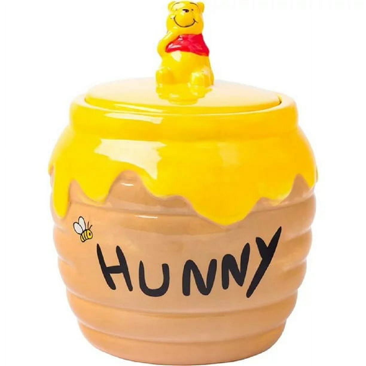 Disney Winnie the Pooh Honey Hunny Pot Sculpted 3D Ceramic Snack Cookie  Jar