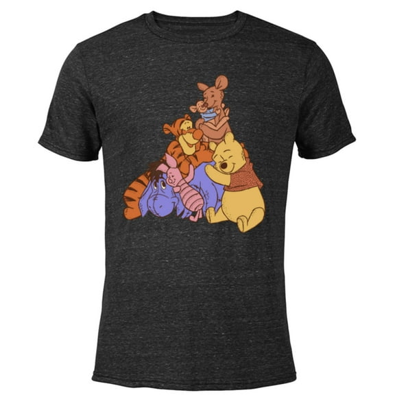 Disney Winnie the Pooh Hundred Acre Kanga Roo Group Hug - Short Sleeve Blended T-Shirt for Adults - Customized-Black