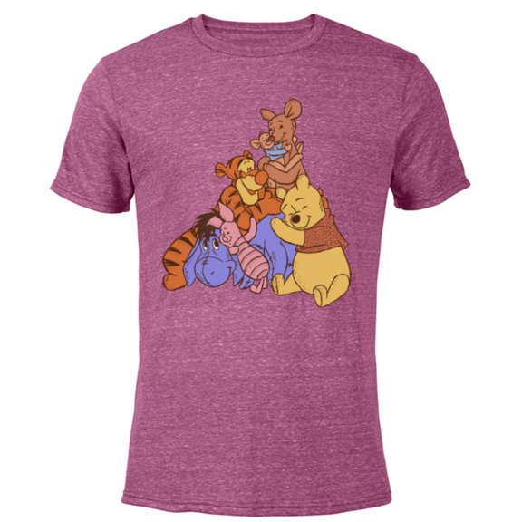 Disney Winnie the Pooh Hundred Acre Kanga Roo Group Hug - Short Sleeve Blended T-Shirt for Adults - Customized-Purple
