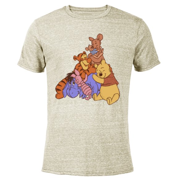 Disney Winnie the Pooh Hundred Acre Kanga Roo Group Hug - Short Sleeve Blended T-Shirt for Adults - Customized-Yellow
