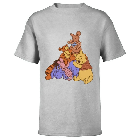 Disney Winnie the Pooh Hundred Acre Kanga Roo Group Hug - Short Sleeve T-Shirt for Kids - Customized-Athletic Heather