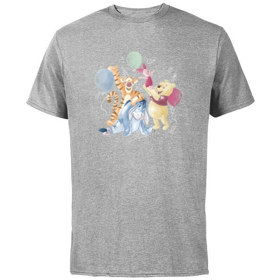 Disney Winnie the Pooh Hundred Acre Wood Birthday - Short Sleeve Cotton T-Shirt for Adults - Customized-Athletic Heather