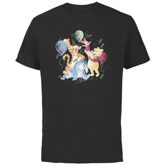 Disney Winnie the Pooh Hundred Acre Wood Birthday - Short Sleeve Cotton T-Shirt for Adults - Customized-Black