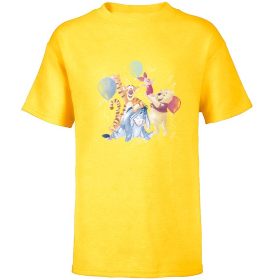 Disney Winnie the Pooh Hundred Acre Wood Birthday - Short Sleeve T-Shirt for Kids - Customized-Yellow