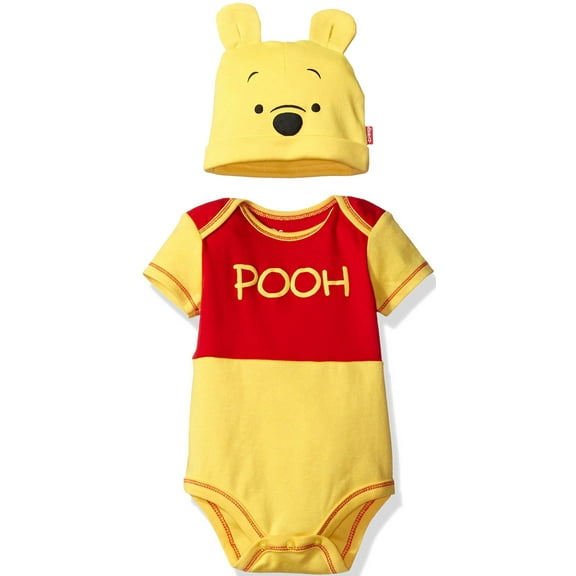 Disney Winnie the Pooh Infant Baby Boys Bodysuit and Hat Set Newborn to Infant