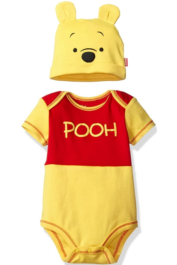Winnie the Pooh Infant Baby Boys Bodysuit and Hat Set Newborn to Infant
