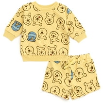 Disney Winnie the Pooh Infant Baby Boys French Terry Sweatshirt and Bike Shorts Newborn to Toddler