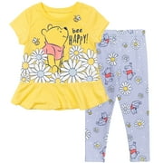 Disney Winnie the Pooh Infant Baby Girls Cosplay T-Shirt and Leggings Outfit Set Infant to Toddler