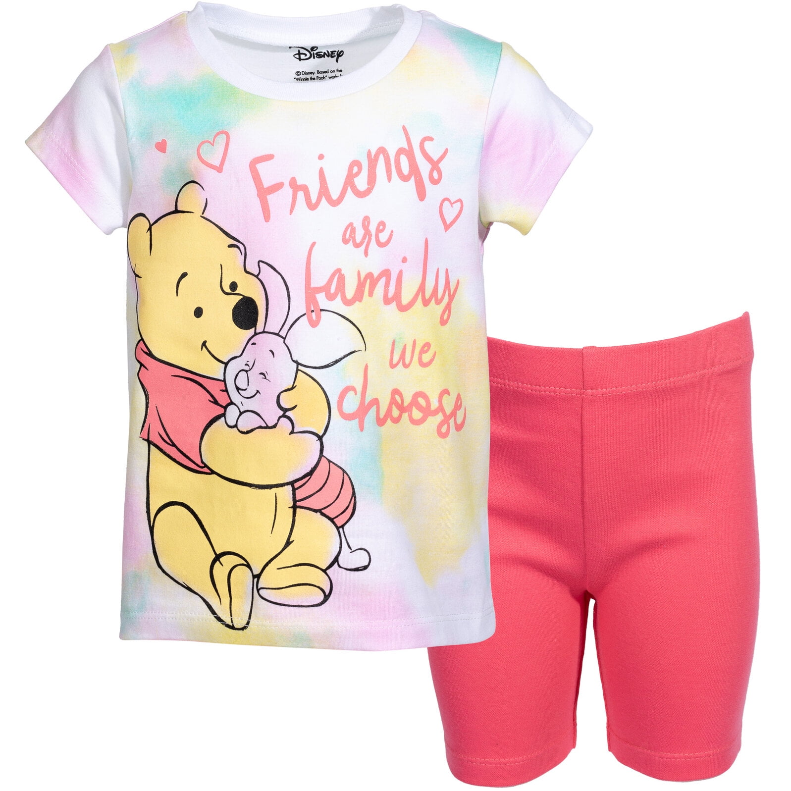 Disney Winnie the Pooh Infant Baby Girls TShirt and Bike Shorts Outfit Set Infant to Toddler