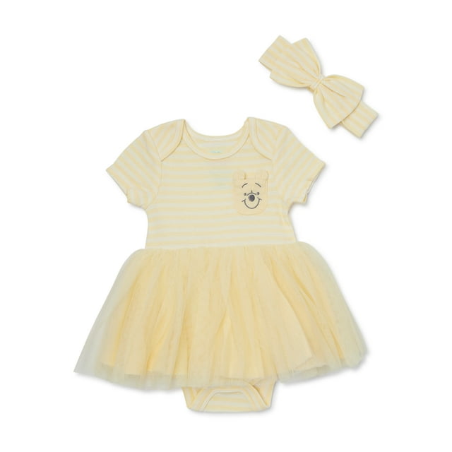 Disney Winnie the Pooh Infant Dress and Bow Headband Set, 2-Piece, Sizes NB-12M