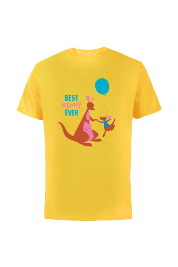 Winnie the Pooh Kanga and Roo Best Mom Ever - Short Sleeve Cotton T-Shirt for Adults - Customized-Yellow