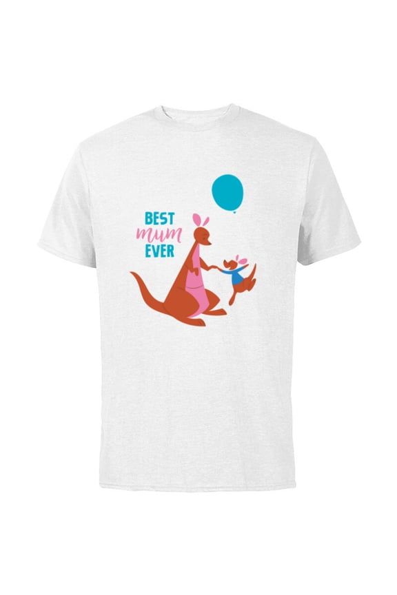 Winnie the Pooh Kanga and Roo Best Mum Ever - Short Sleeve Cotton T-Shirt for Adults - Customized-White