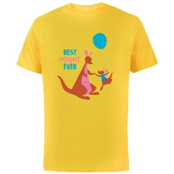 Disney Winnie the Pooh Kanga and Roo Best Mum Ever - Short Sleeve Cotton T-Shirt for Adults - Customized-Yellow
