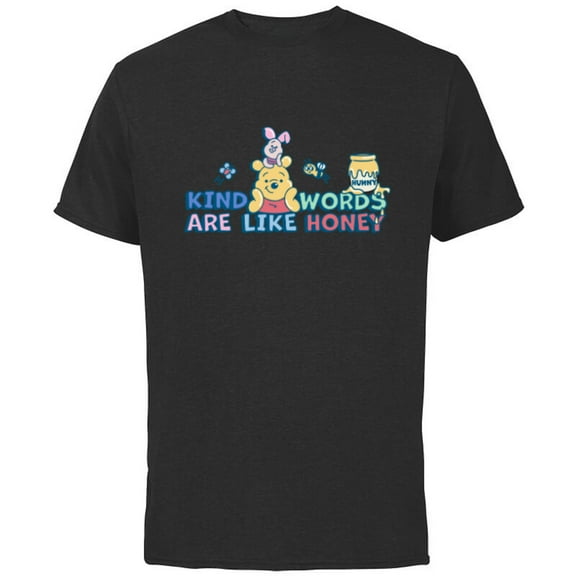 Disney Winnie the Pooh Kind Words Are Like Honey - Short Sleeve Cotton T-Shirt for Adults - Customized-Black