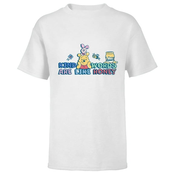 Disney Winnie the Pooh Kind Words Are Like Honey - Short Sleeve T-Shirt for Kids - Customized-White