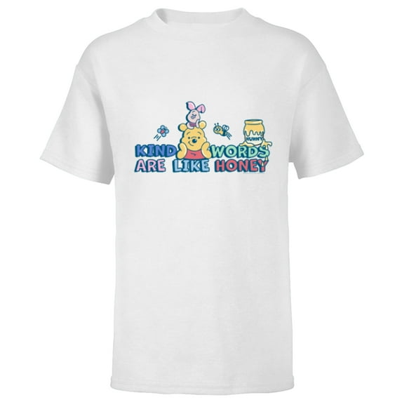 Disney Winnie the Pooh Kind Words Are Like Honey - Short Sleeve T-Shirt for Kids - Customized-White