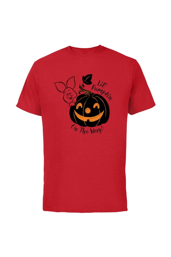 Winnie the Pooh Lil’ Pumpkin on the Way Halloween - Short Sleeve Cotton T-Shirt for Adults - Customized-Red