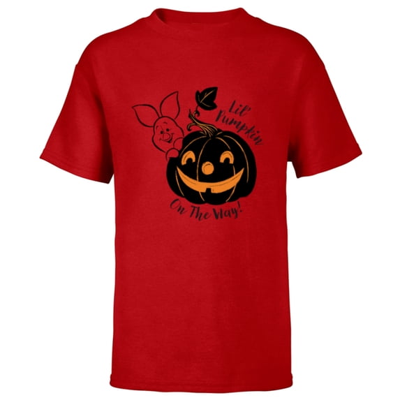 Disney Winnie the Pooh Lil’ Pumpkin on the Way Halloween - Short Sleeve T-Shirt for Kids - Customized-Red
