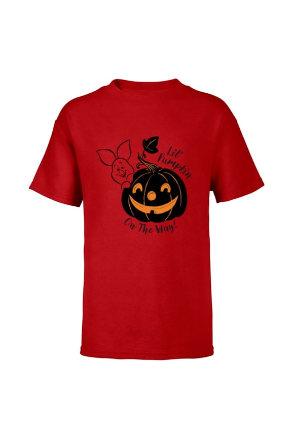 Winnie the Pooh Lil’ Pumpkin on the Way Halloween - Short Sleeve T-Shirt for Kids - Customized-Red