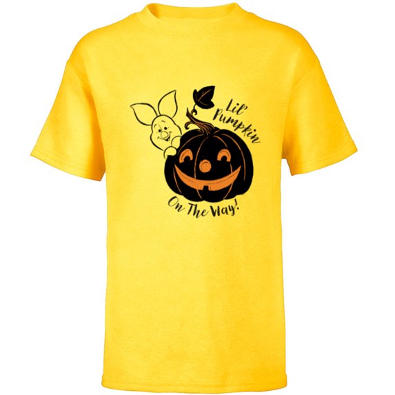 Disney Winnie the Pooh Lil’ Pumpkin on the Way Halloween - Short Sleeve T-Shirt for Kids - Customized-Yellow