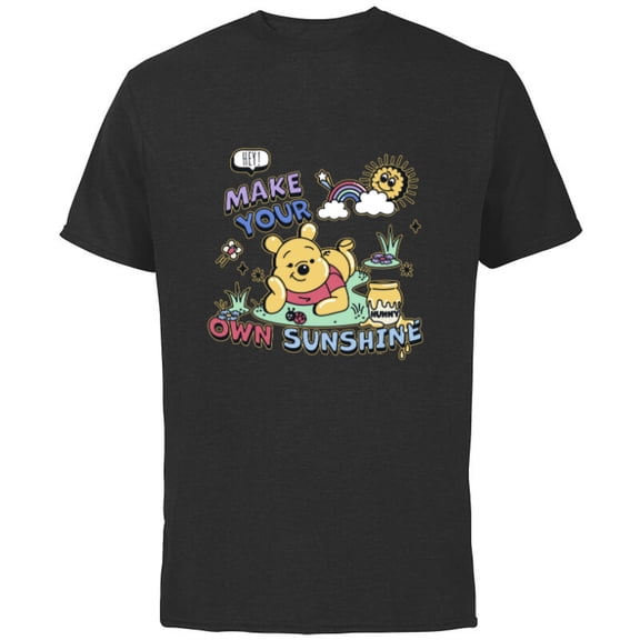 Disney Winnie the Pooh Make Your Own Sunshine - Short Sleeve Cotton T-Shirt for Adults - Customized-Black