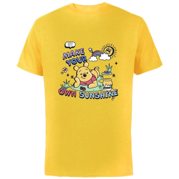 Disney Winnie the Pooh Make Your Own Sunshine - Short Sleeve Cotton T-Shirt for Adults - Customized-Yellow