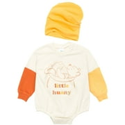 Disney Winnie the Pooh Newborn Baby Boy or Girl French Terry Oversized Bodysuit and Hat