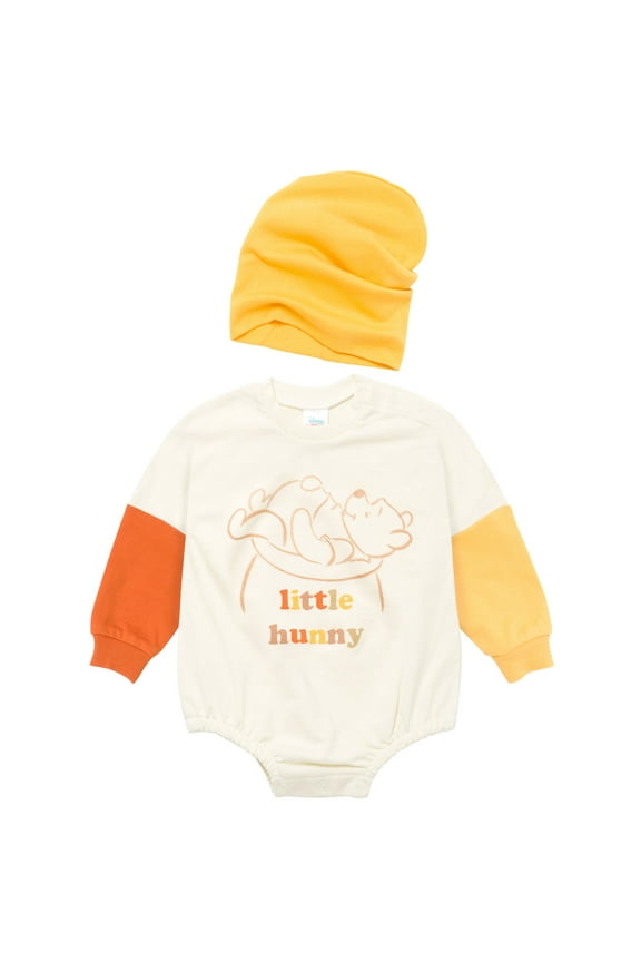 Winnie the Pooh Newborn Baby Boy or Girl French Terry Oversized Bodysuit and Hat