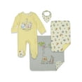 thumbnail image 1 of Disney Winnie the Pooh Newborn Baby Boys Sleep N' Play Coverall Bib Blanket and Burp Cloth 4 Piece Outfit Set 6-9 Months, 1 of 5