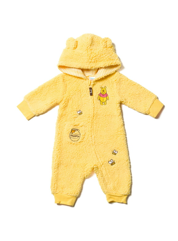 Disney Winnie the Pooh Newborn Baby Boys Zip Up Costume Coverall Yellow Newborn