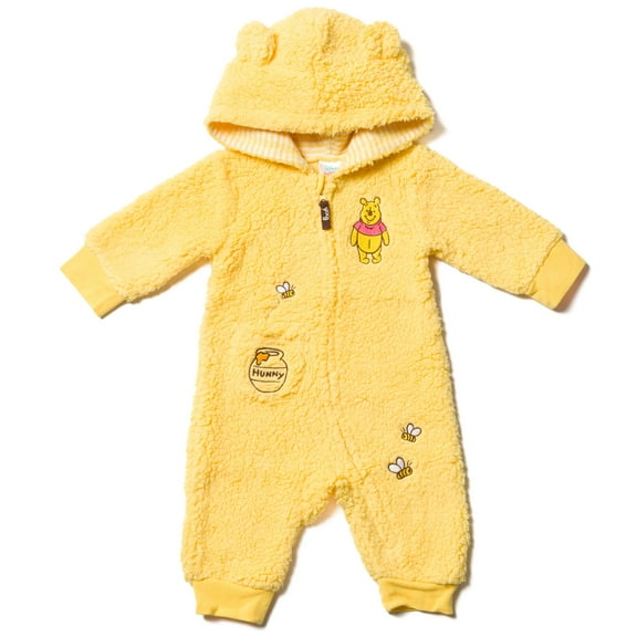 Disney Winnie the Pooh Newborn Baby Boys Zip Up Coverall Yellow 0-3 Months
