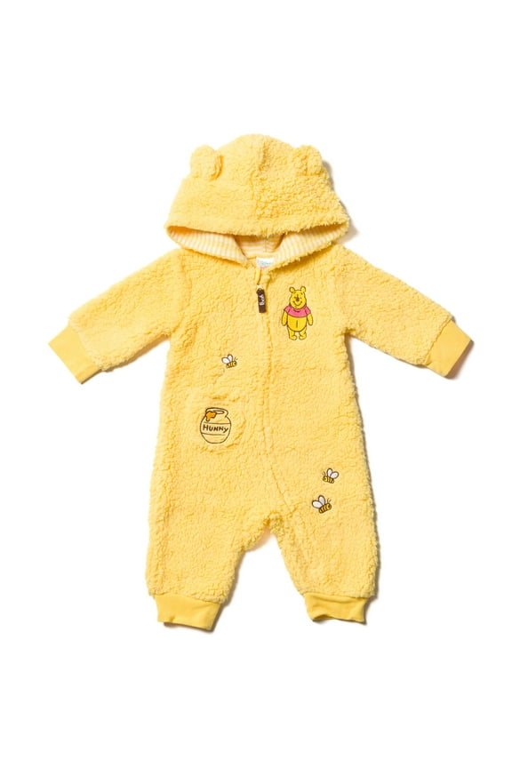 Disney Winnie the Pooh Newborn Baby Boys Zip Up Coverall Yellow 0-3 Months