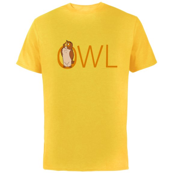 Disney Winnie the Pooh Owl Classic Lettering - Short Sleeve Cotton T-Shirt for Adults - Customized-Yellow