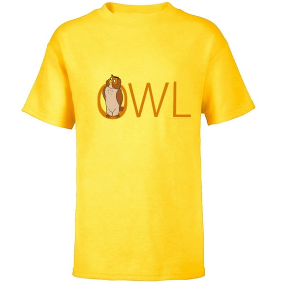 Disney Winnie the Pooh Owl Classic Lettering - Short Sleeve T-Shirt for Kids - Customized-Yellow