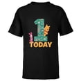 thumbnail image 1 of Disney Winnie the Pooh & Piglet Birthday 1 Year Old Today - Short Sleeve T-Shirt for Kids - Customized-Black, 1 of 5