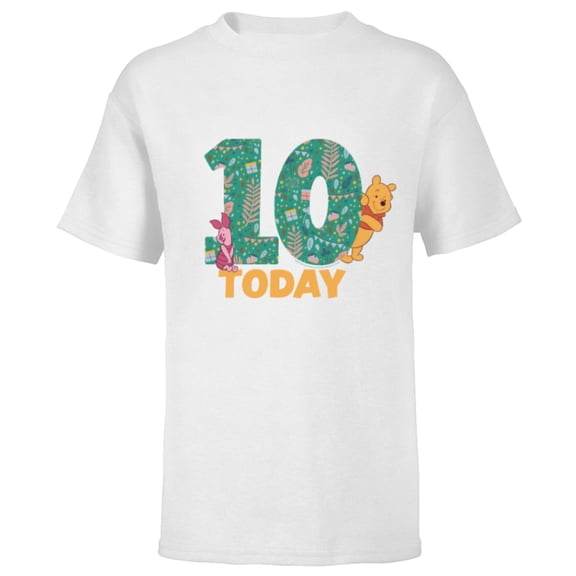 Disney Winnie the Pooh & Piglet Birthday 10 Years Old Today - Short Sleeve T-Shirt for Kids - Customized-White