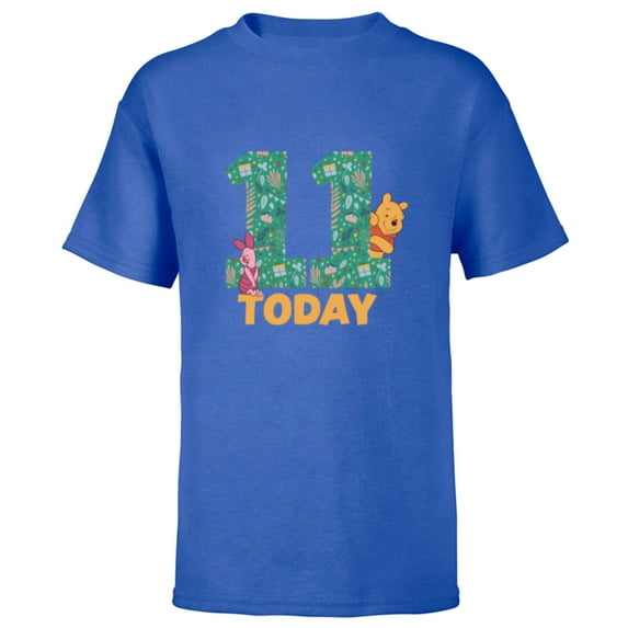 Disney Winnie the Pooh & Piglet Birthday 11 Years Old Today - Short Sleeve T-Shirt for Kids - Customized-Royal